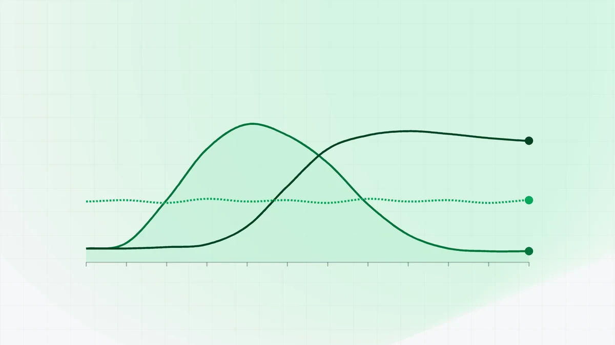 Abstract illustration in the 121 Brokers green palette showing three income curves on one baseline, one peaking in autumn and winter, one running level across the year and one rising through mid-year