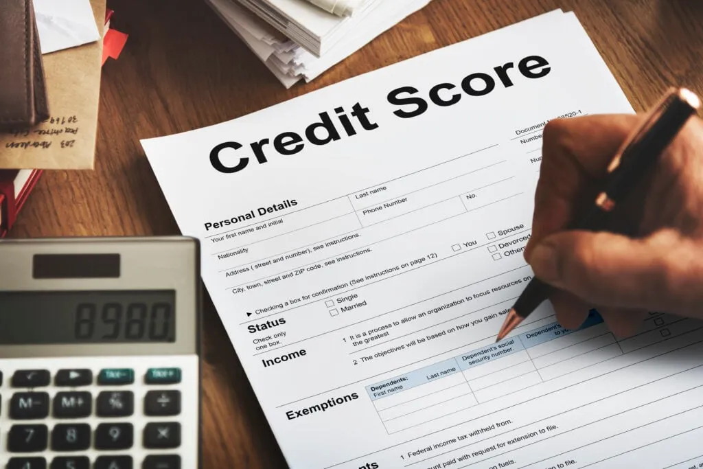 Business owner reviewing a credit score report before a loan application