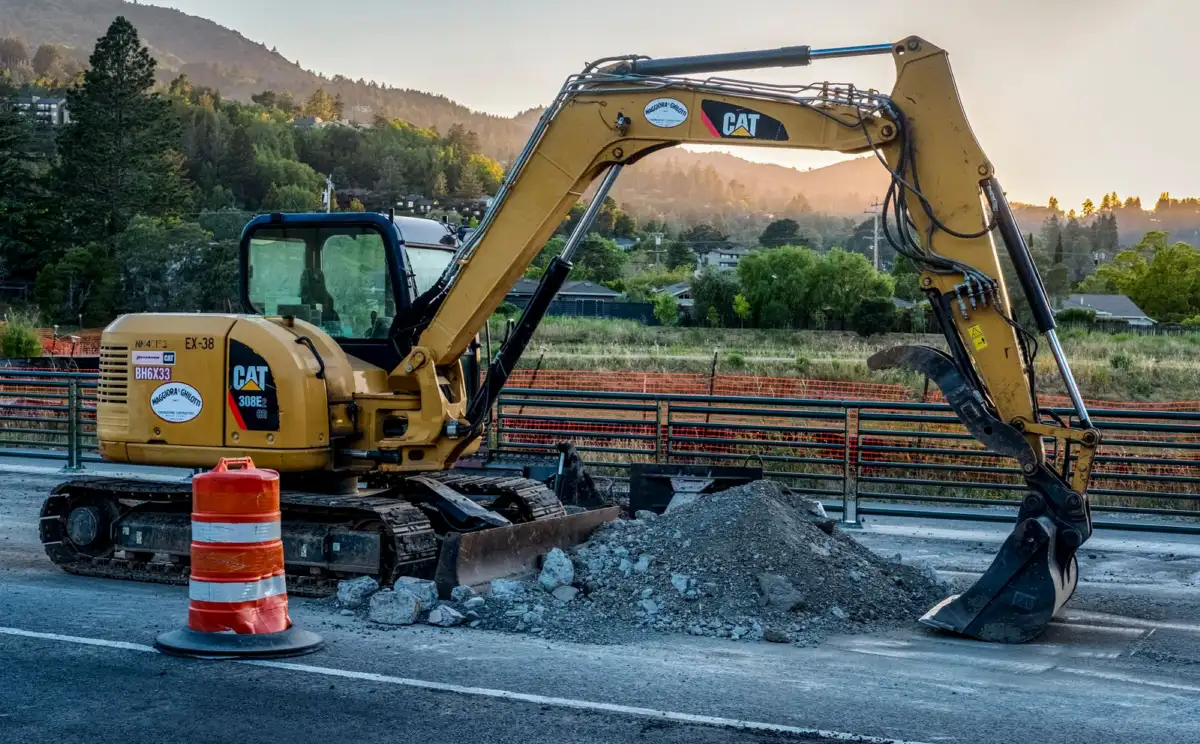 Excavator working on a construction site